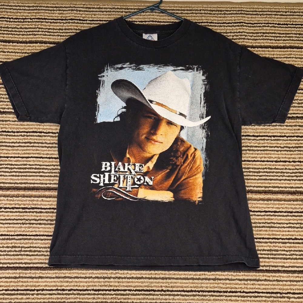 BLAKE SHELTON Black Country Music‎ Cotton AAA Sz L Mens Concert T Shirt VTG Y2K